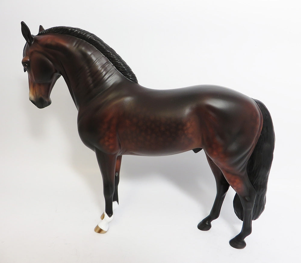 DUNCAN-OOAK DAPPLE BAY ANDALUSIAN MODEL HORSE BY SHERYL LEISURE