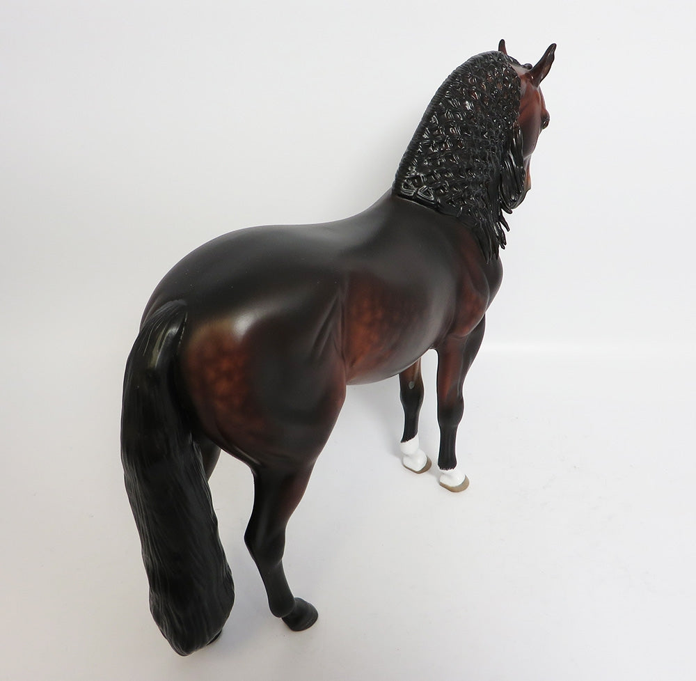 DUNCAN-OOAK DAPPLE BAY ANDALUSIAN MODEL HORSE BY SHERYL LEISURE