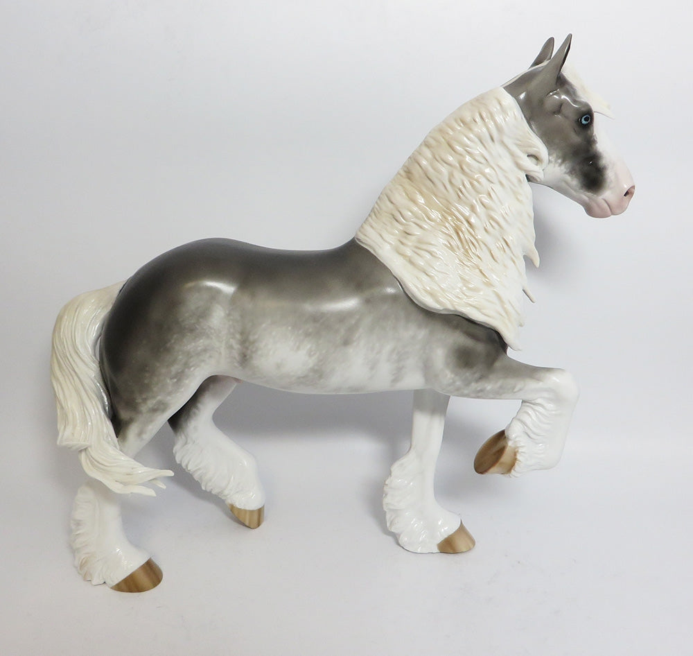 MAJOR MATT-OOAK GREY SABINO TROTTING  DRAFTER MODEL HORSE BY SHERYL LEISURE