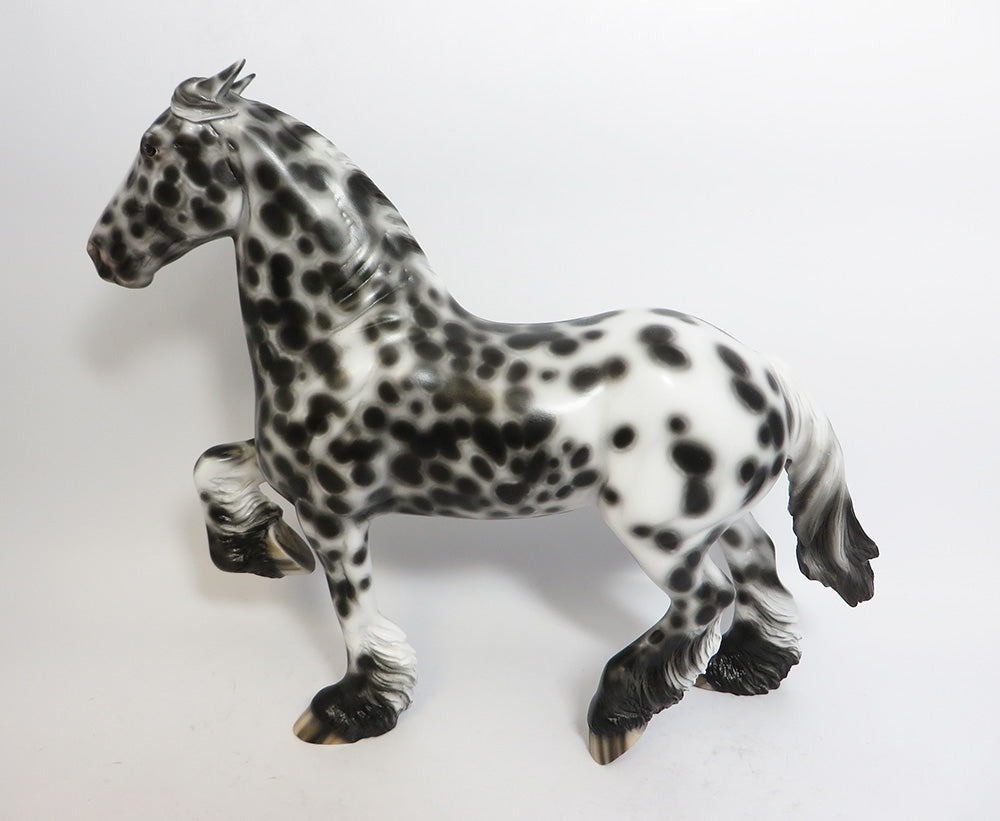 WHAMO-OOAK BLACK LEOPARD CUSTOM TROTTING DRAFTER BY SHERYL LEISURE MODEL HORSE WHS 2017
