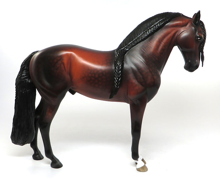FLAMENCO-OOAK DAPPLE BLOOD BAY ANDALUSIAN MODEL HORSE BY SHERYL LEISURE 7/7