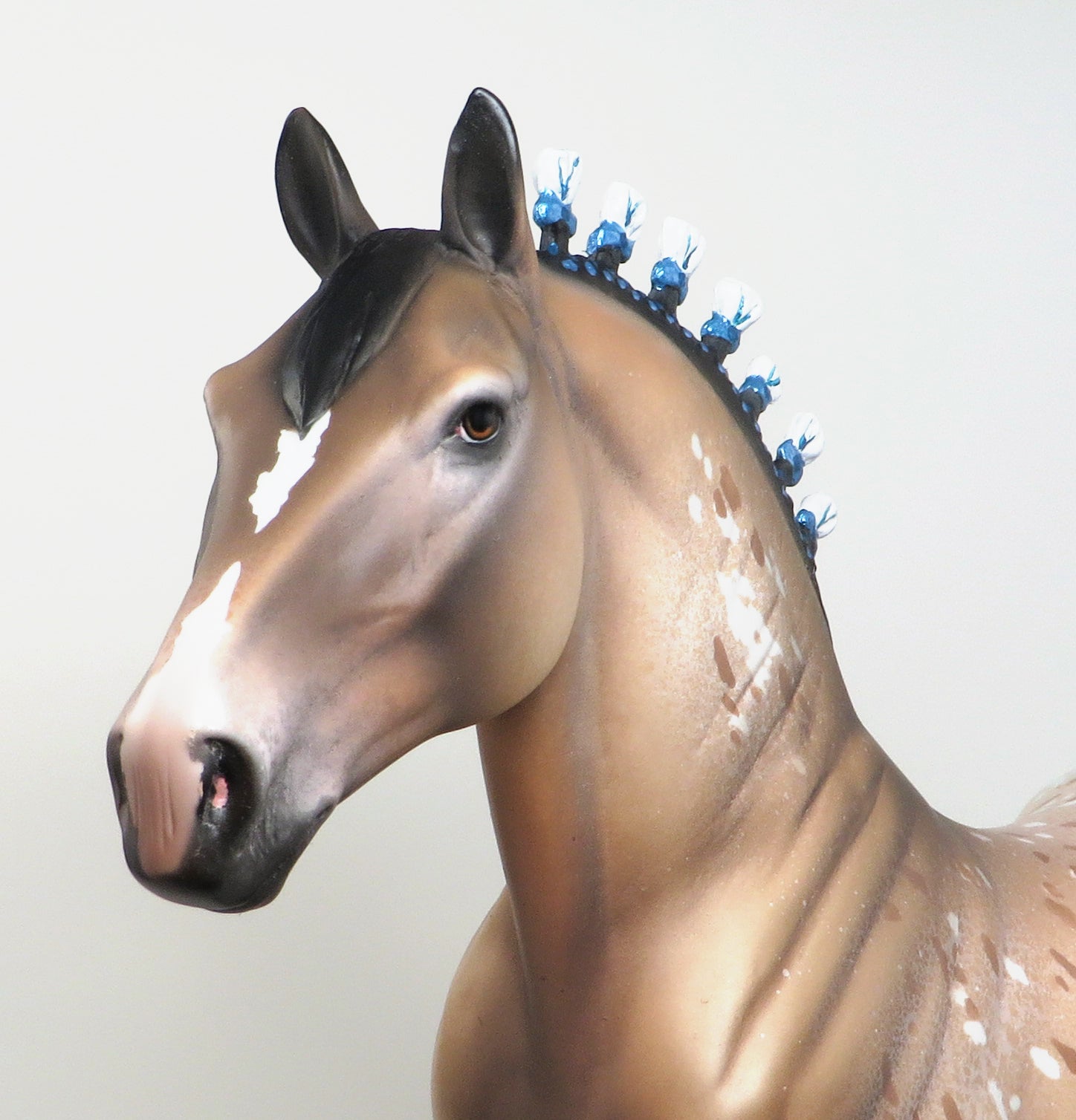 SALTY CARMEL CRUNCH aka &quot;SALTY&quot; - OOAK BUCKSKIN APPALOOSA DRAFTER MODEL HORSE - 1/13