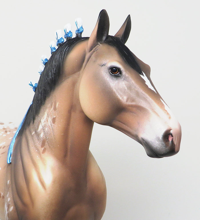 SALTY CARMEL CRUNCH aka &quot;SALTY&quot; - OOAK BUCKSKIN APPALOOSA DRAFTER MODEL HORSE - 1/13