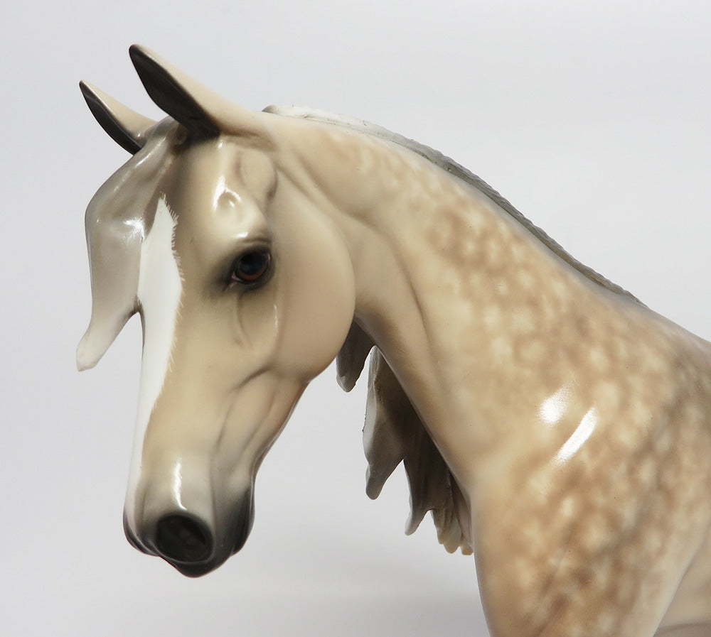 TROUBLE-OOAK CUSTOM SILVER DAPPLE PONY MODEL HORSE BY SHERYL LEISURE WHS 2017