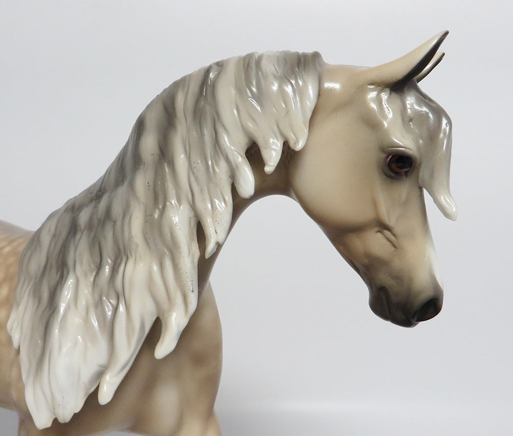 TROUBLE-OOAK CUSTOM SILVER DAPPLE PONY MODEL HORSE BY SHERYL LEISURE WHS 2017
