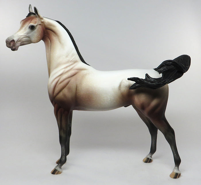 FLIRTATIOUS-OOAK BAY GOING GREY ARABIAN MODEL HORSE 7/8