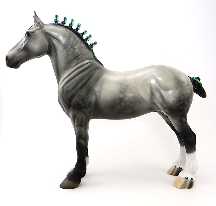 BILLY BOB - OOAK DAPPLE GREY DRAFTER with Ribbons - 9/25