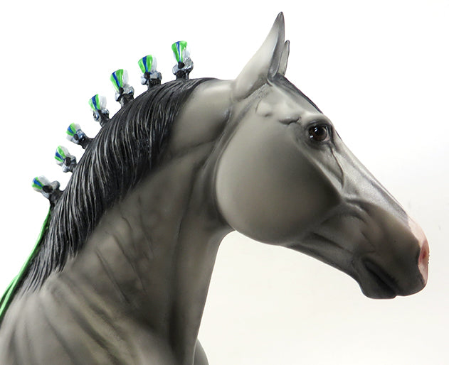 BILLY BOB - OOAK DAPPLE GREY DRAFTER with Ribbons - 9/25