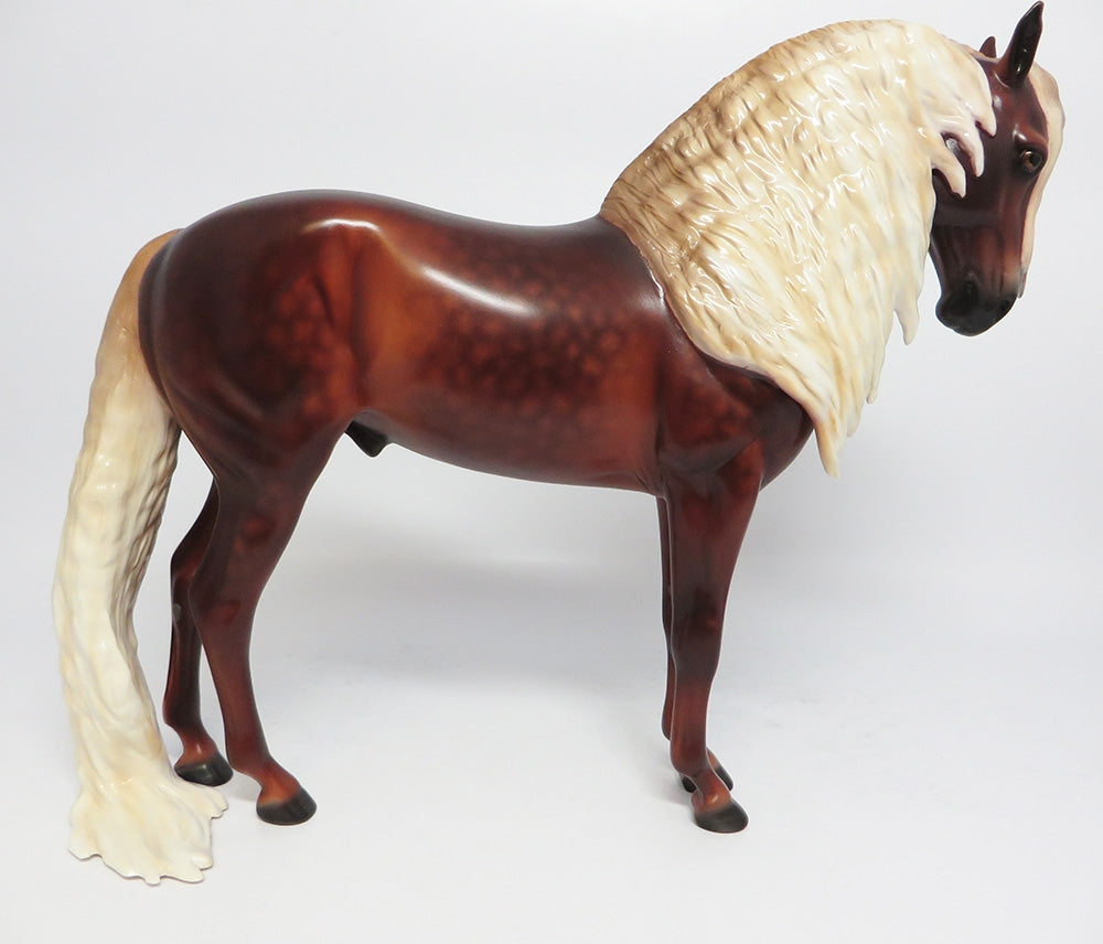 DYNAMITE SHACK-OOAK CUSTOM BURGUNDY DAPPLE CHESTNUT ANDALUSIAN BY SHERYL LEISURE WHS 2017