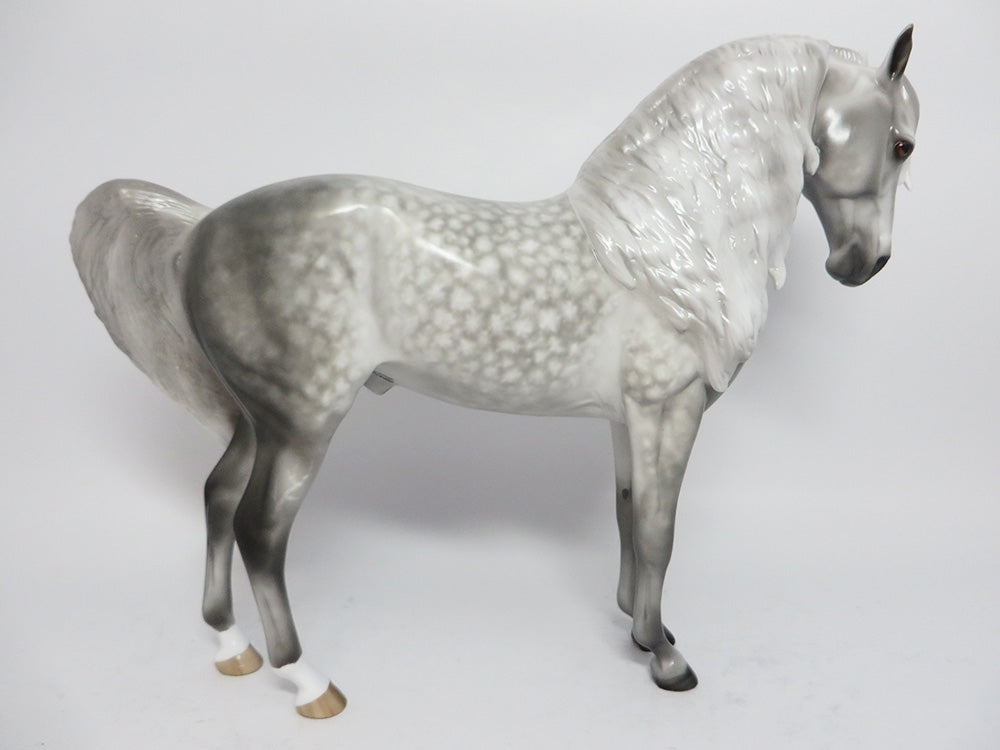 STRATEGO-OOAK CUSTOM LIGHT DAPPLE GREY ANDALUSAIN MODLE HORSE BY SHERYL LEISURE WHS 2017