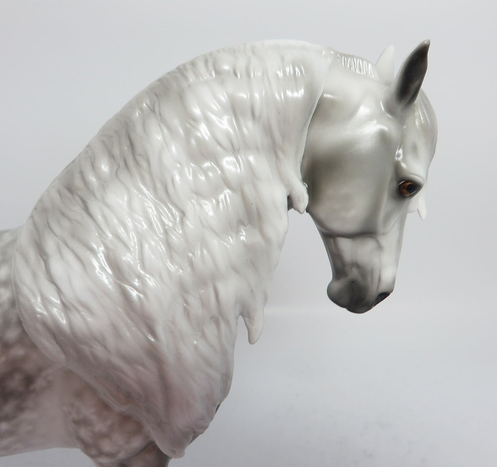 STRATEGO-OOAK CUSTOM LIGHT DAPPLE GREY ANDALUSAIN MODLE HORSE BY SHERYL LEISURE WHS 2017