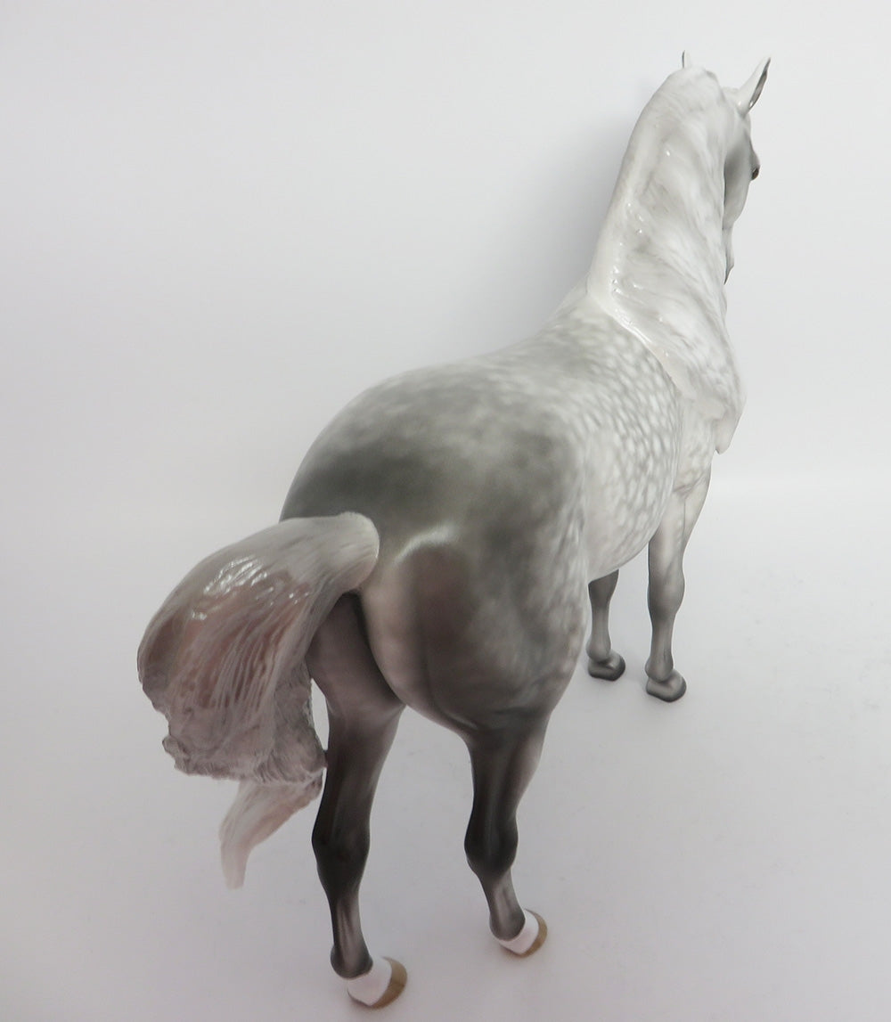 STRATEGO-OOAK CUSTOM LIGHT DAPPLE GREY ANDALUSAIN MODLE HORSE BY SHERYL LEISURE WHS 2017