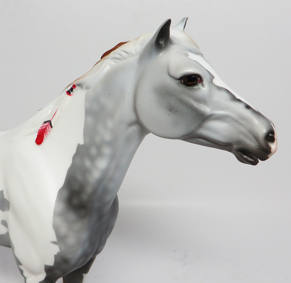 CHICKASHA~OOAK NATIVE AMERICAN DAPPLE PINTO SPANISH MUSTANG MODEL HORSE BY DAWN QUICK 7/17/17