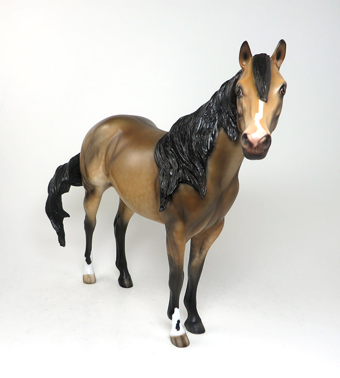 GOT THE LAST LAUGH - OOAK BUCKSKIN &quot;NO SPOT&quot; APPALOOSA MODEL HORSE - 1/14