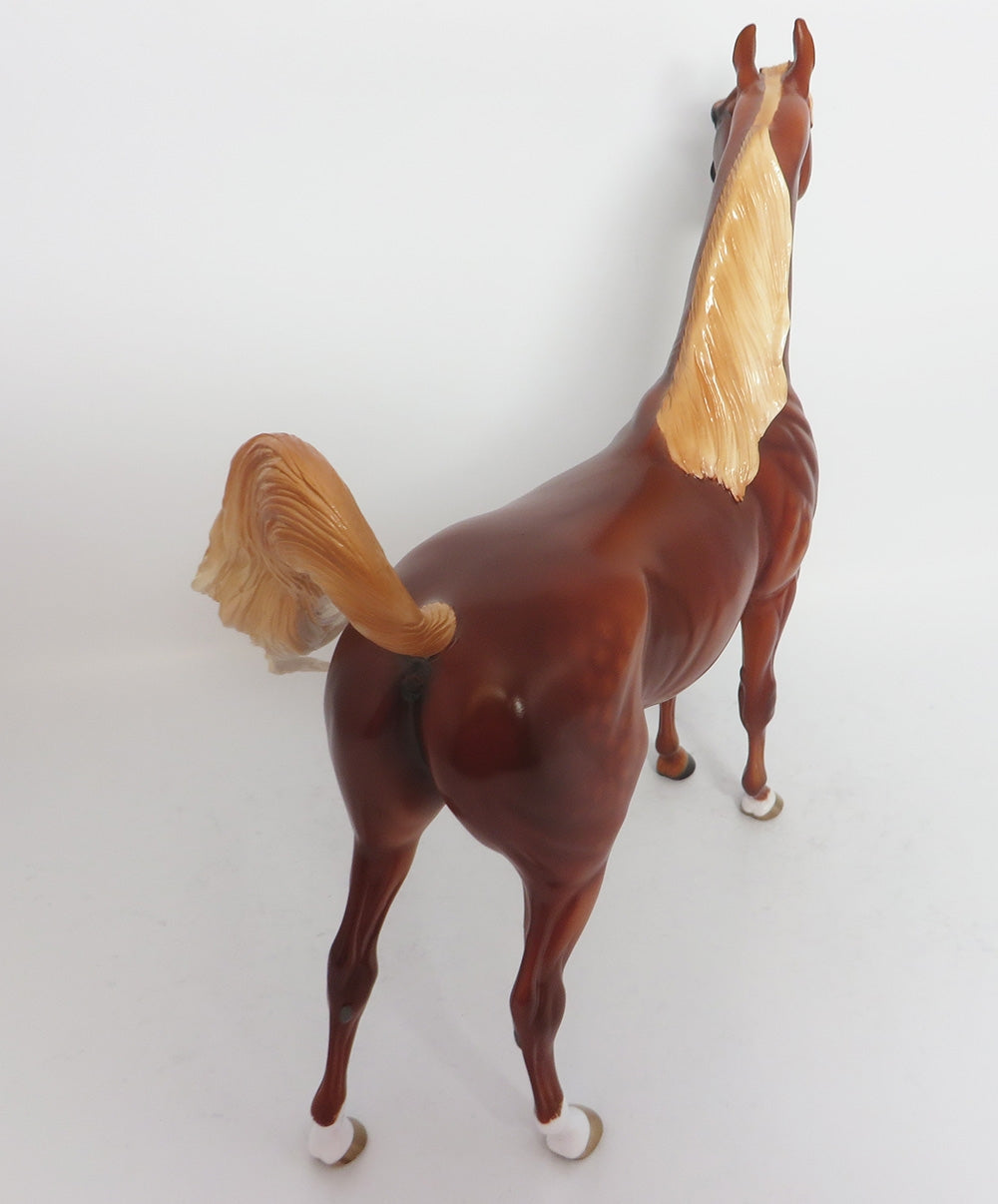 SPARE TIME-OOAK CUSTOM DAPPLE CHESTNUT ARABIAN MODEL HORSE BY SHERYL LEISURE WHS 2017