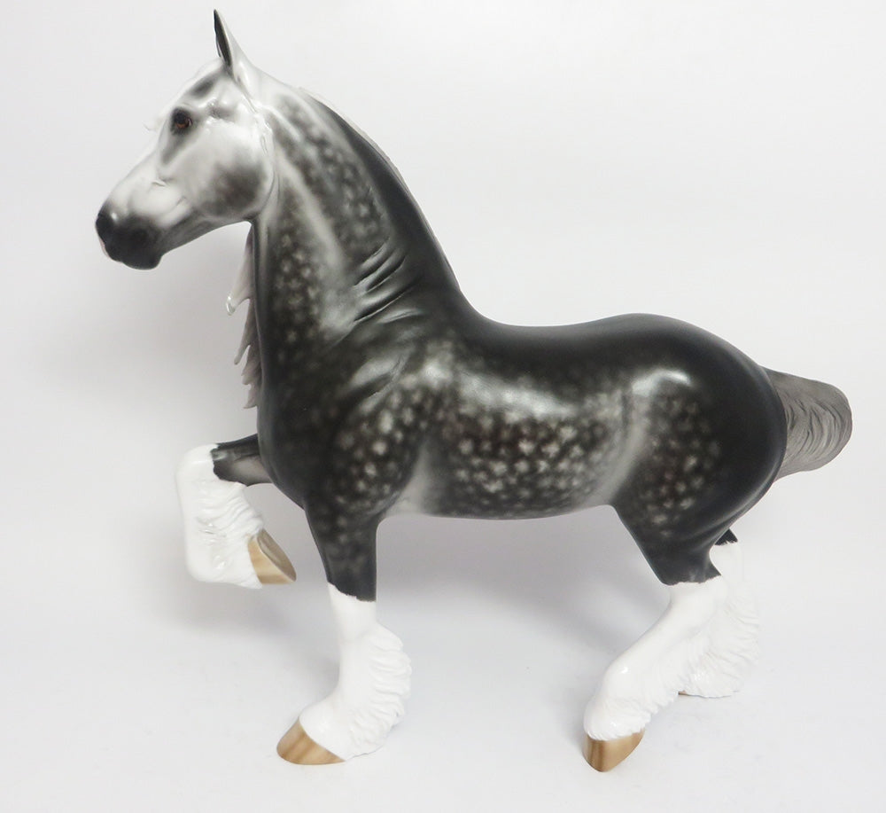 BATTLESHIP-OOAK STAR DAPPLE BLACK CUSTOM TROTTING DRAFTER BY SHERYL LEISURE WHS 2017