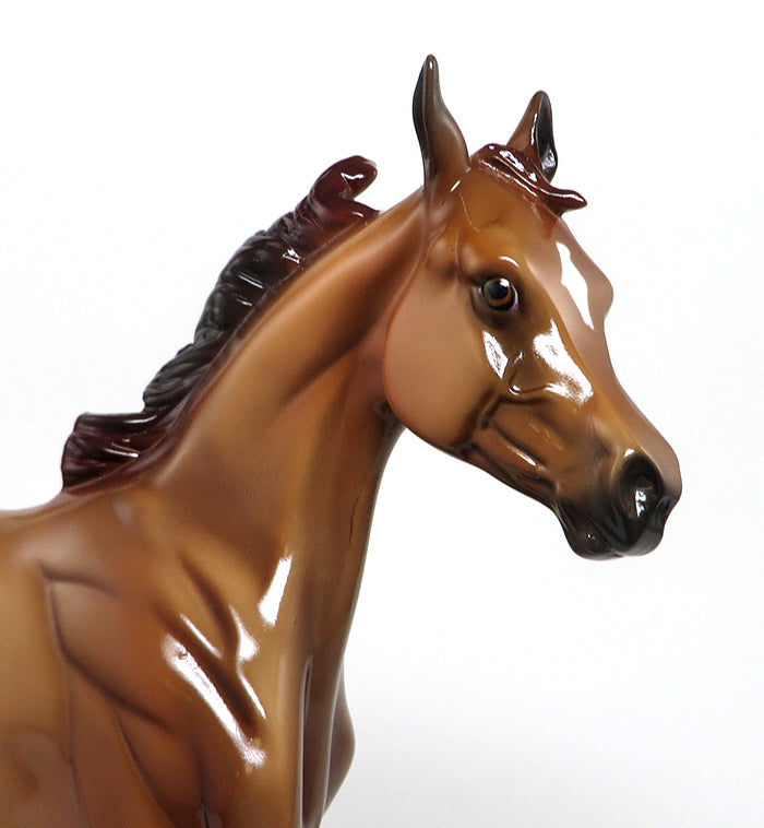 RUM RUNNER - OOAK CHESTNUT ARABIAN YEARLING WITH GLOSS MODEL HORSE - 1/15