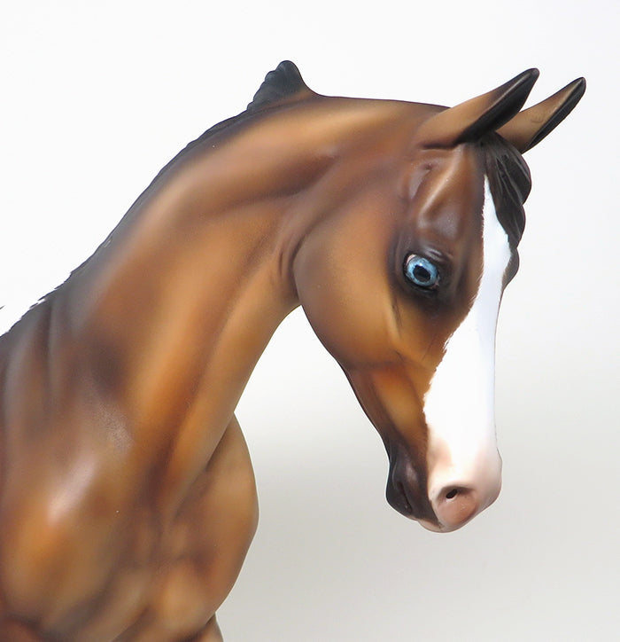 RAISING THE BANNER - OOAK ETCHED OLIVE BUCKSKIN PAINT THOROUGHBRED MODEL HORSE - 2/11