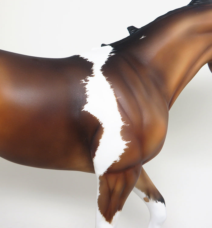 RAISING THE BANNER - OOAK ETCHED OLIVE BUCKSKIN PAINT THOROUGHBRED MODEL HORSE - 2/11