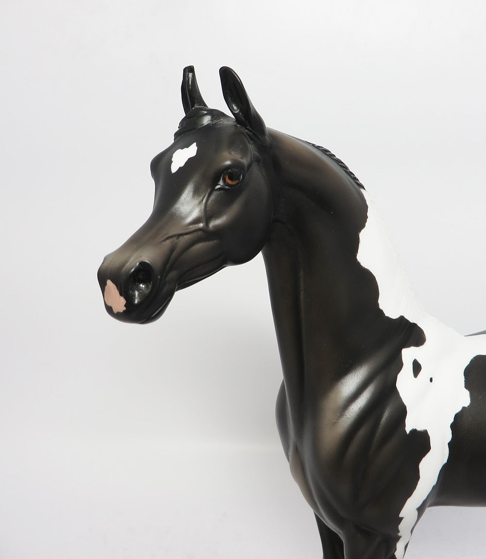 VIKTOR-OOAK BLACK PINTO CUSTOM ARABIAN MODEL HORSE WHS 2017