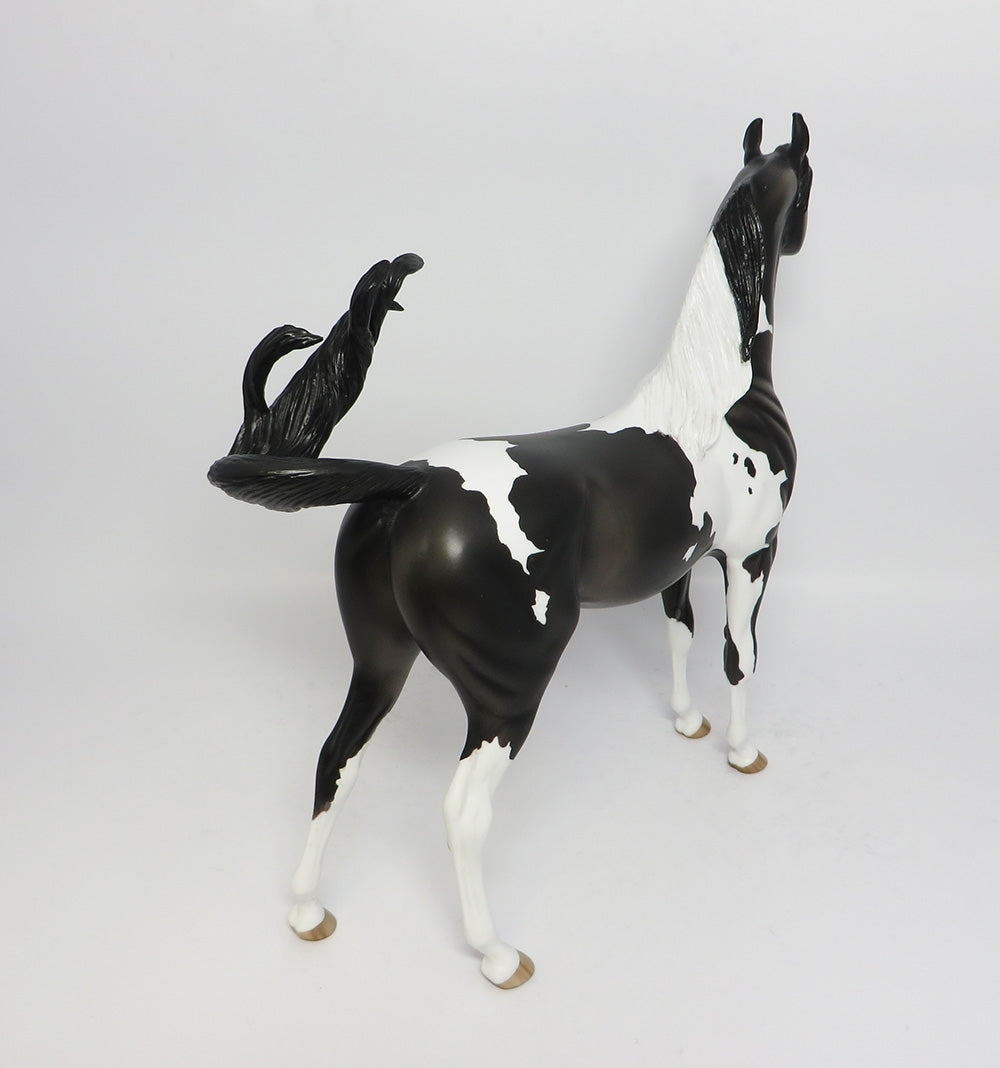VIKTOR-OOAK BLACK PINTO CUSTOM ARABIAN MODEL HORSE WHS 2017