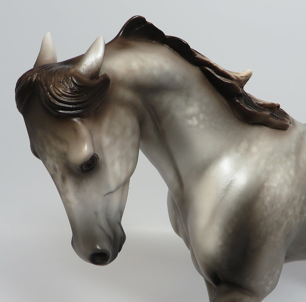 AUDIO SLAVE~OOAK DAPPLE GREY PINNED EAR THOROUGHBRED MODEL HORSE 5/19/17