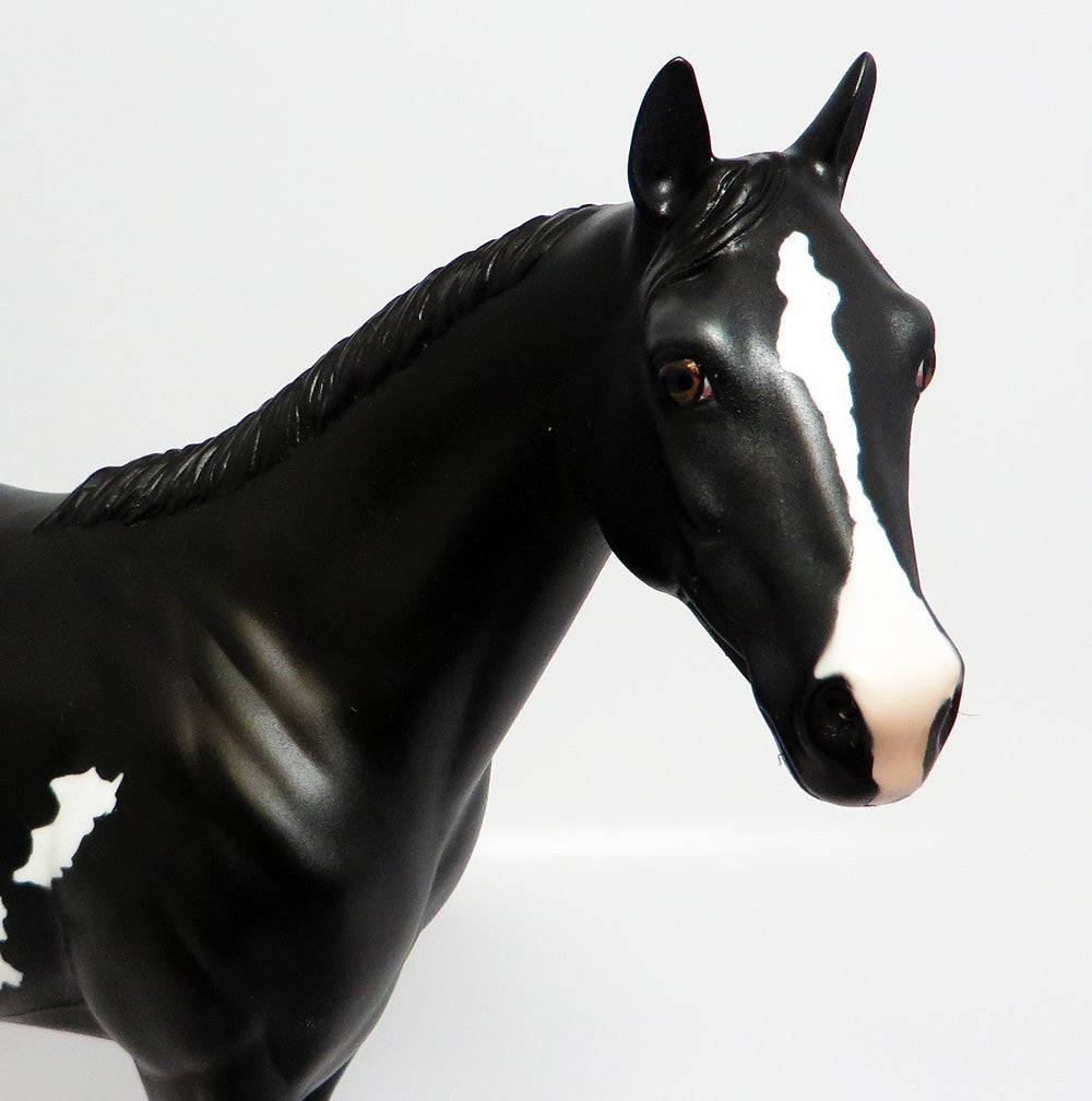 OH ROMEO-OOAK DAPPLE BLACK PINTO ISH MODEL HORSE BY DAWN QUICK 5/19/17