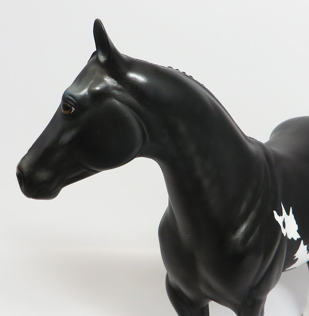 OH ROMEO-OOAK DAPPLE BLACK PINTO ISH MODEL HORSE BY DAWN QUICK 5/19/17