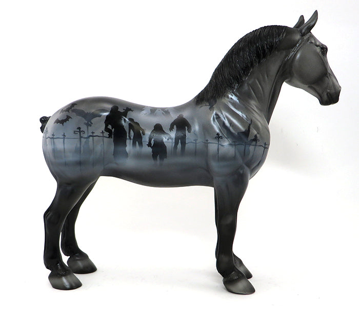 GRAVEYARD SHIFT - OOAK HALLOWEEN DRAFT MODEL HORSE - 10/1