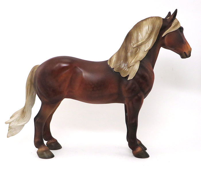 GUS - OOAK DAPPLE CHESTNUT STANDING DRAFTER MODEL HORSE - 10/2