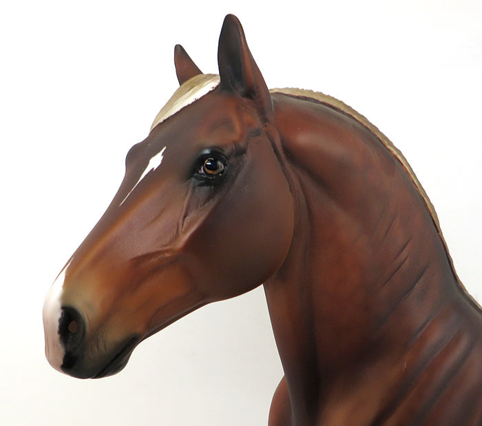 GUS - OOAK DAPPLE CHESTNUT STANDING DRAFTER MODEL HORSE - 10/2