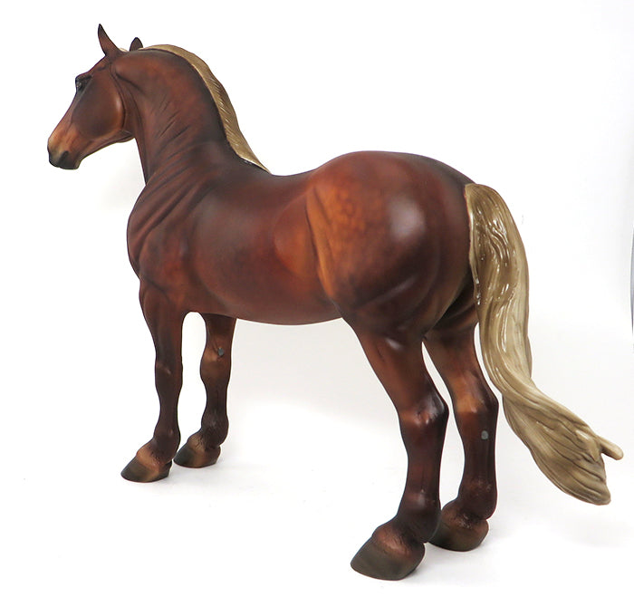 GUS - OOAK DAPPLE CHESTNUT STANDING DRAFTER MODEL HORSE - 10/2