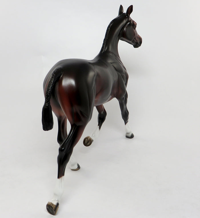 MAYBE BABY-OOAK DARK  BAY YEARLING MODEL HORSE BY SHERYL LEISURE 7/15