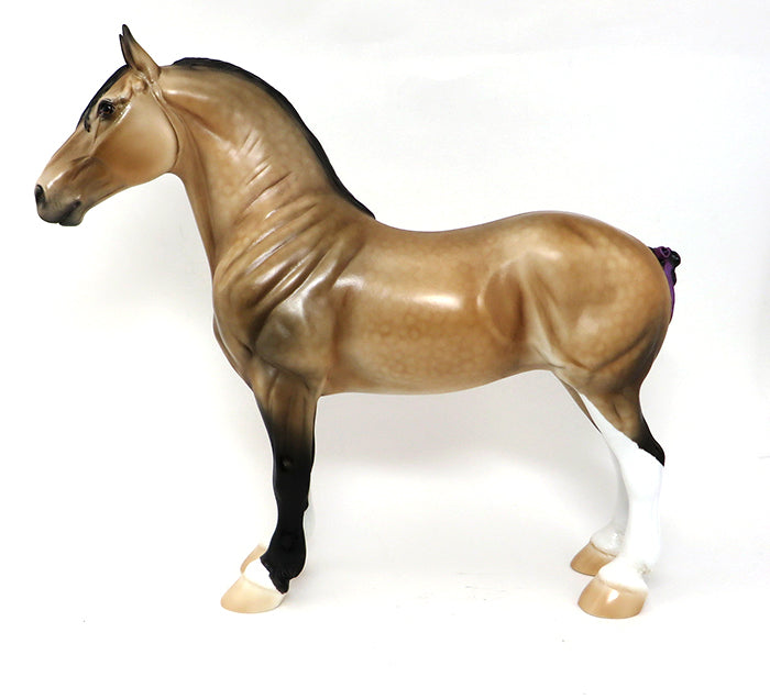 SHY GUY - OOAK DAPPLE BUCKSKIN STANDING DRAFTER MODEL HORSE - 10/2