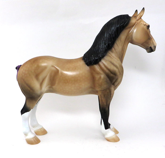 SHY GUY - OOAK DAPPLE BUCKSKIN STANDING DRAFTER MODEL HORSE - 10/2