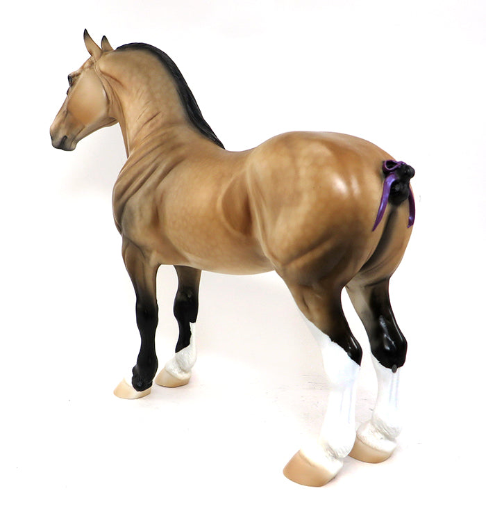 SHY GUY - OOAK DAPPLE BUCKSKIN STANDING DRAFTER MODEL HORSE - 10/2