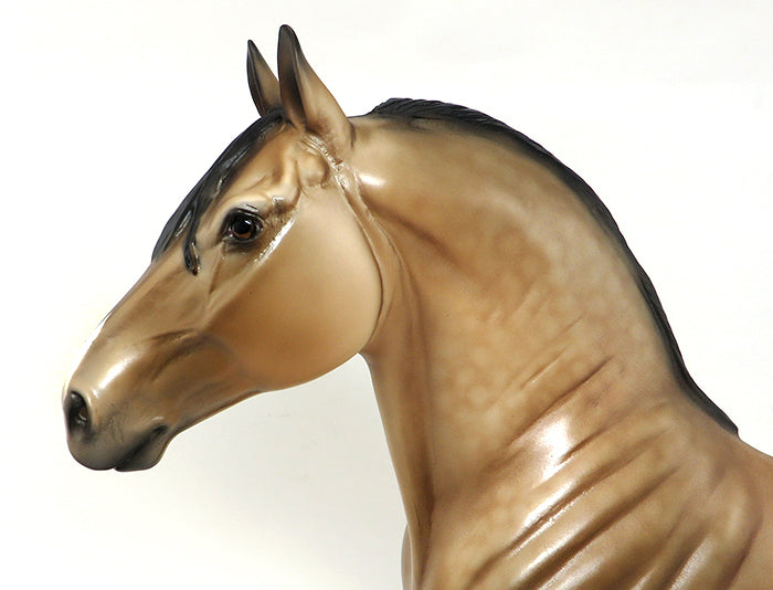 SHY GUY - OOAK DAPPLE BUCKSKIN STANDING DRAFTER MODEL HORSE - 10/2