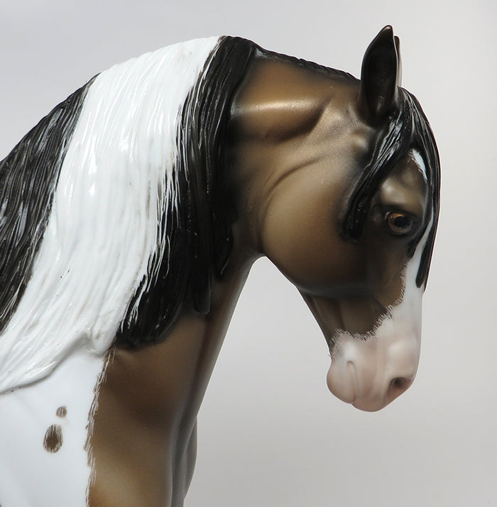 COSTA-OOAK DAPPLED ETCHED BUCKSKIN PAINT ANDALUSIAN MODEL HORSE 7-15