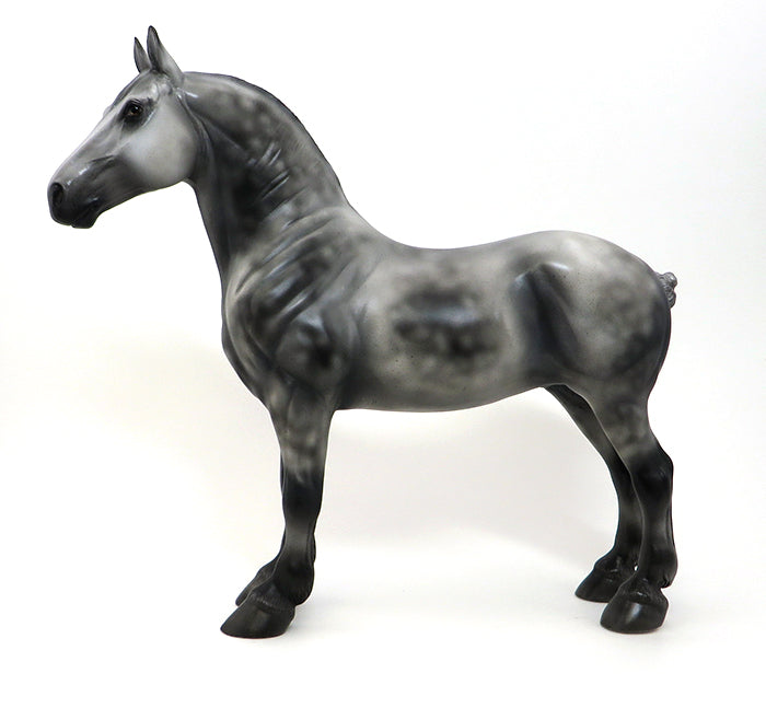 PRESCOTT - OOAK DAPPLE GREY STANDING DRAFT MODEL HORSE by Nicole Moss