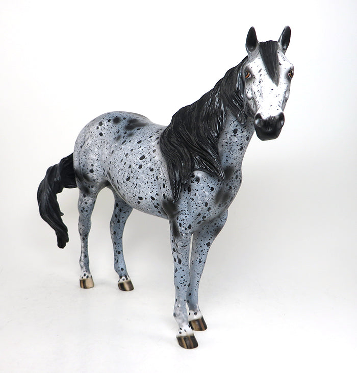BLACKFOOT - OOAK BLACK APPALOOSA ISH MODEL HORSE by AL - 1/22