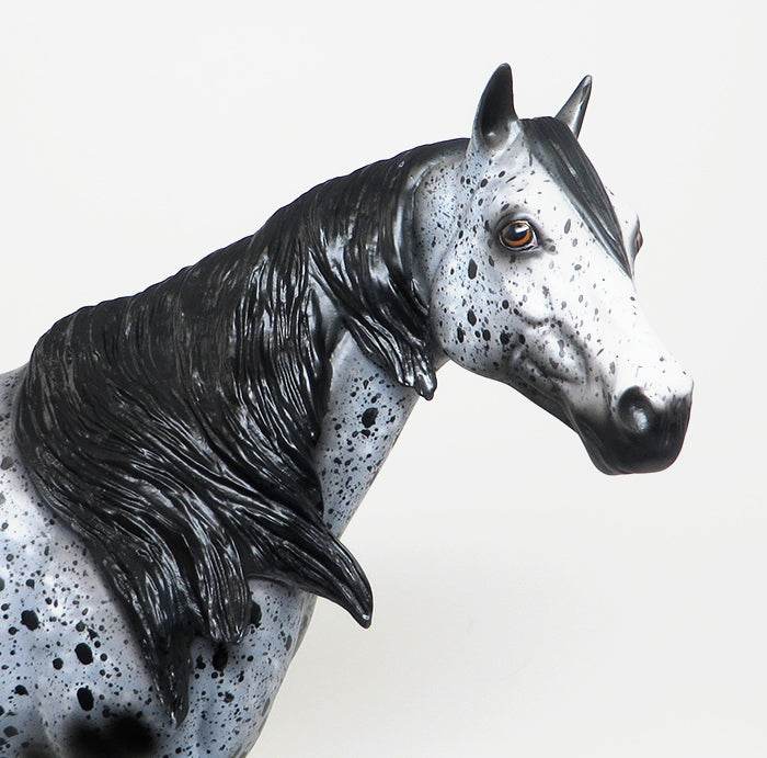 BLACKFOOT - OOAK BLACK APPALOOSA ISH MODEL HORSE by AL - 1/22