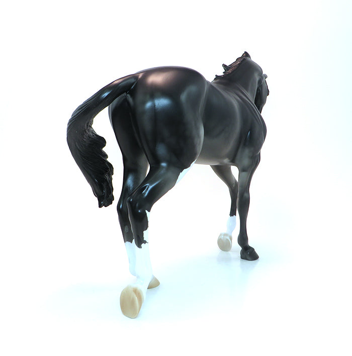 ONE HOT INTIMIDATOR - OOAK DAPPLE BLACK PAINT THOROUGHBRED MODEL HORSE - 1/25