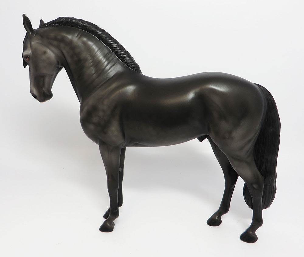 BLACK DRAGON-OOAK DAPPLE BLACK ANDALUSIAN MODEL HORSE 5/26/17