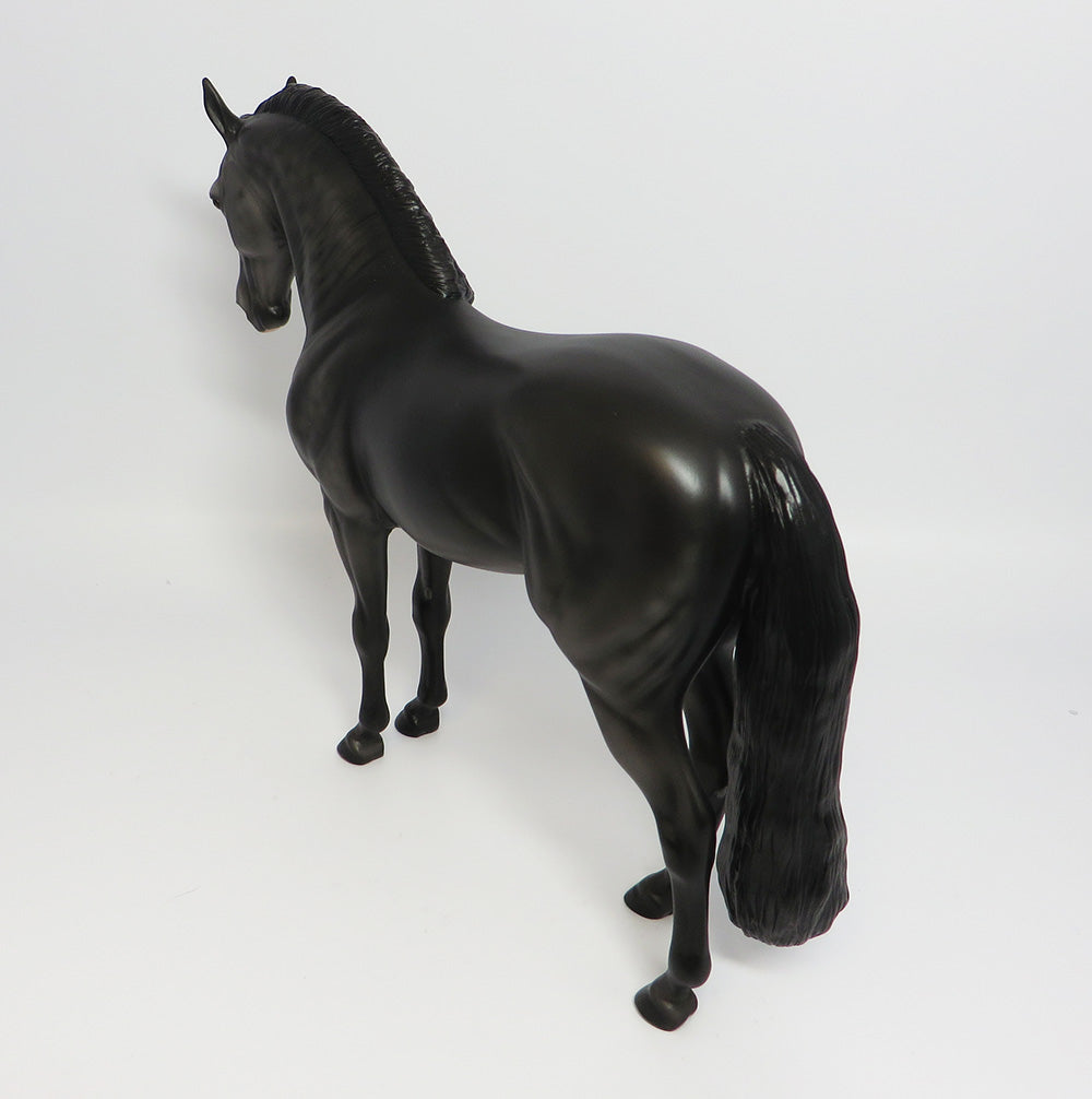BLACK DRAGON-OOAK DAPPLE BLACK ANDALUSIAN MODEL HORSE 5/26/17