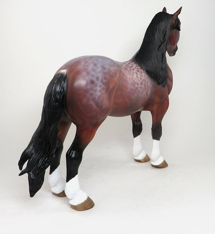 CALL OF THE NORTH - OOAK BAY ROAN REVERSE DAPPLE STANDING DRAFTER MODEL HORSE by SHERYL LEISURE - 12/5