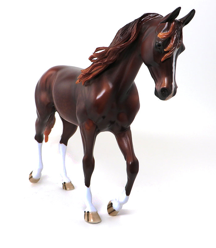 ALIZARIN CRIMSON - OOAK DAPPLE CHESTNUT THOROUGHBRED MODEL HORSE - 10/15
