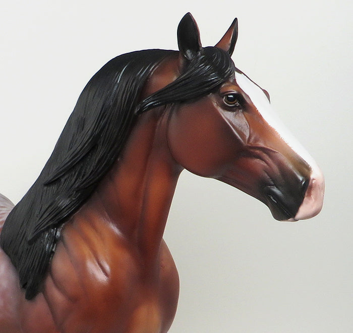 CALL OF THE NORTH - OOAK BAY ROAN REVERSE DAPPLE STANDING DRAFTER MODEL HORSE by SHERYL LEISURE - 12/5