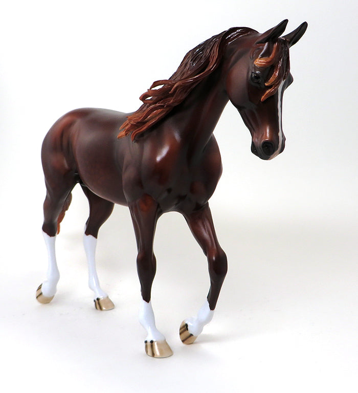 ALIZARIN CRIMSON - OOAK DAPPLE CHESTNUT THOROUGHBRED MODEL HORSE - 10/15