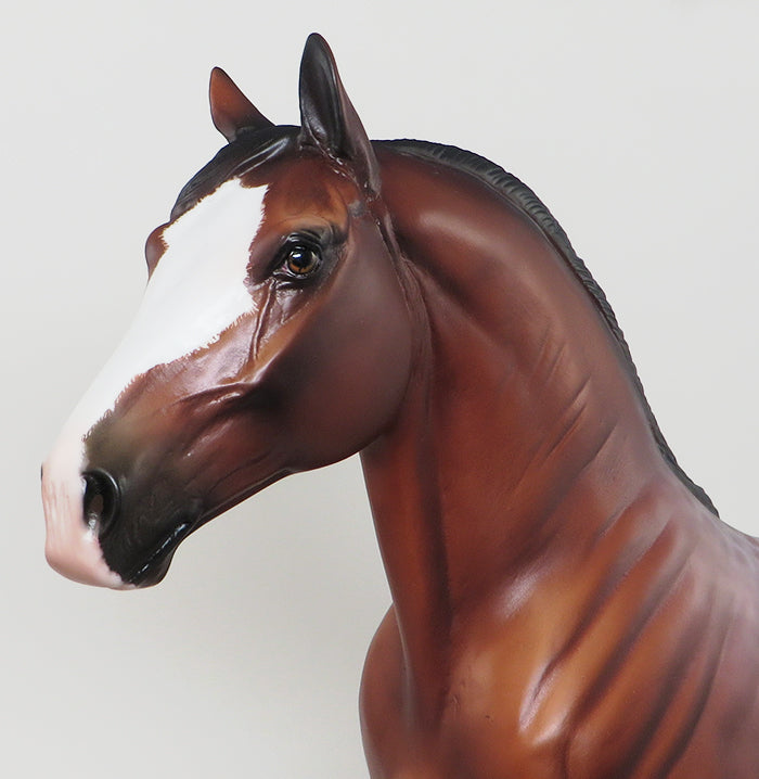 CALL OF THE NORTH - OOAK BAY ROAN REVERSE DAPPLE STANDING DRAFTER MODEL HORSE by SHERYL LEISURE - 12/5