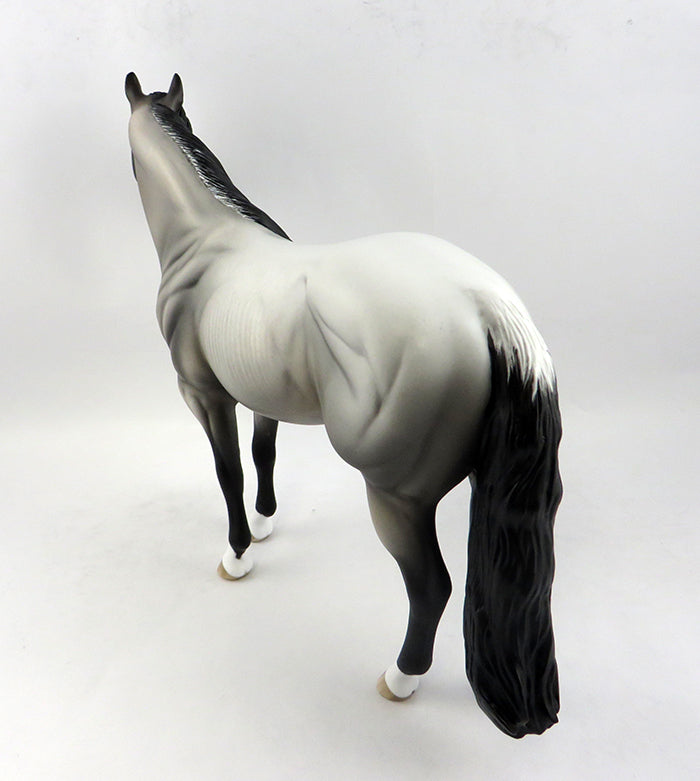 ONE O&#39;CLOCK CALL-OOAK BLUE ROAN RABICANO ISH MODEL HORSE 12/22